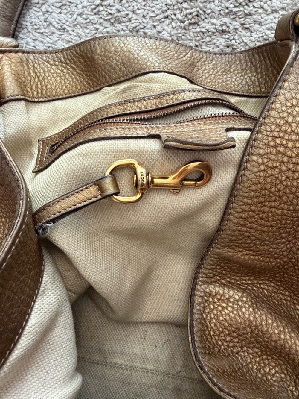 Gucci Soho Metallic Bronze Shoulder Bag with Tassel - Picture 12 of 13